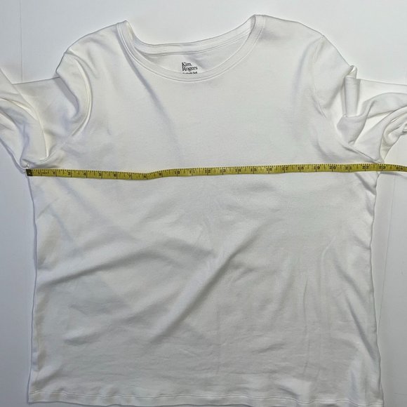 Kim Rogers - Women's Size XL Solid White Blouse - Long Sleeves Round Neckline - Picture 7 of 14